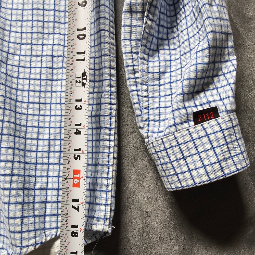 Cinch WRX Mens Large FR Flame Resistant Shirt Blue White Grid HRC-2 NFPA 2112 - Picture 4 of 10